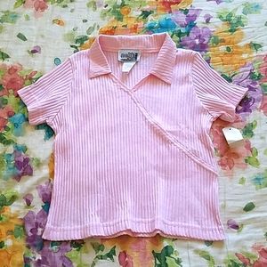 NWT NeXt Generation Pink collar shirt-sleeve tee L